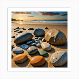 Pebbles On The Beach Art Print