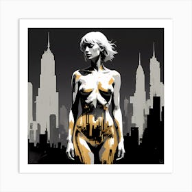 Urban Reflections: Portraying A Nude Woman Art Print