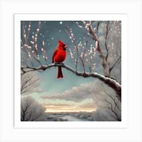 Cardinal Bird In Winter Art Print