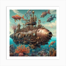 Submarine In The Ocean Art Print