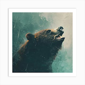 Bear In The Rain Art Print