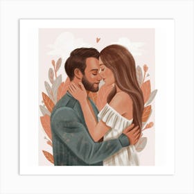 Heartfelt Embrace Valentine S Day Print Art Art Print