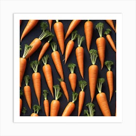 Carrots On A Black Background 9 Art Print