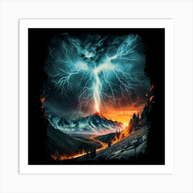 Impressive Lightning Strikes In A Strong Storm 17 Art Print