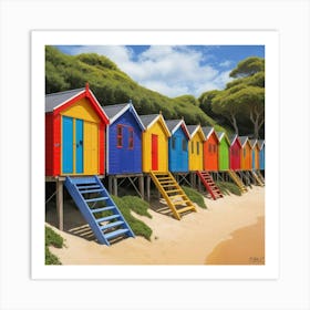 Default Vibrant Beach Huts Art Print 2 Art Print