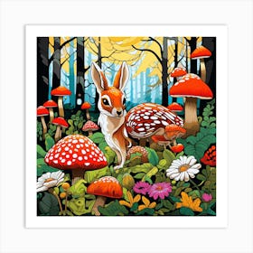 Rabbit In The Forest Art Print