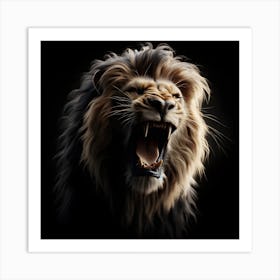 Portrait of Lion Roaring Art Print