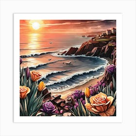 Sunset At The Beach 6 Art Print