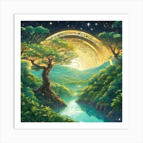 Moonlight In The Forest Art Print