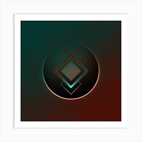 Geometric Neon Glyph on Jewel Tone Triangle Pattern 325 Art Print