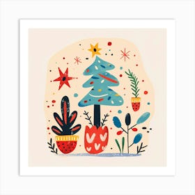 Christmas Tree Minimal Illustration Art Print