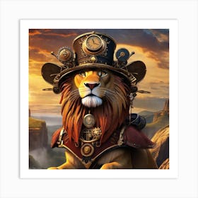 Steampunk Lion 4 Art Print