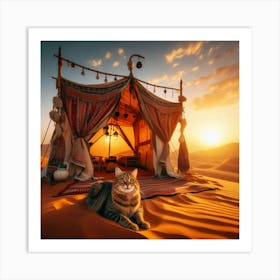 Desert Cat At Sunrise Art Print