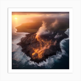 Hawaiian Island At Sunset Art Print