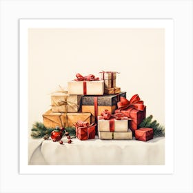 Elegant Christmas Giftbox Ilustration Series014 Art Print