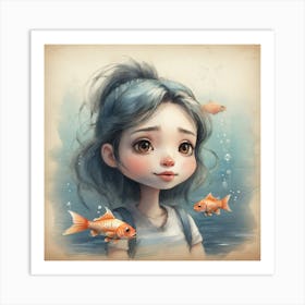 Goldfish Girl 2 Art Print