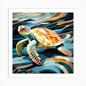 Abstract modernist Turtle 2 Art Print