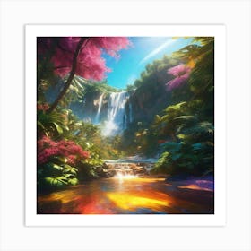 Waterfall In The Jungle 11 Art Print