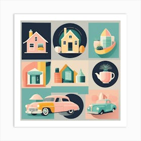 House And Cars Art Print