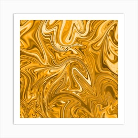 Orange Liquid Marble Art Print