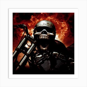 Motorcycle With A Skull Art Print