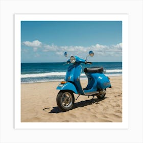 Vespa On The Beach 2 Art Print