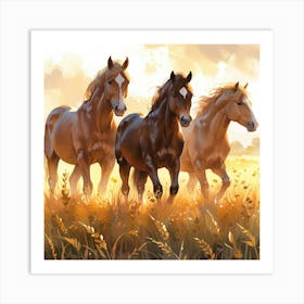 Horses In The Field Art Print