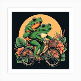 Frogs On A Bicycle Art Print