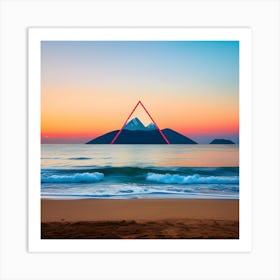 Sunset With A Triangle Art Print