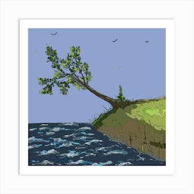 Tree River Leaves Water Nature Sky Outdoors Art Print