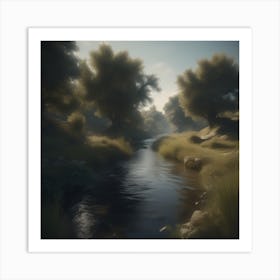 Stream In The Woods 34 Art Print