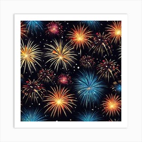 Fireworks Seamless Pattern 1 Art Print