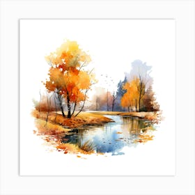 Watercolor Autumn Landscape 36 Art Print