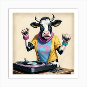 Cow Dj 3 Art Print