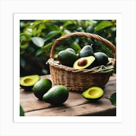 Avocados In A Basket 1 Art Print