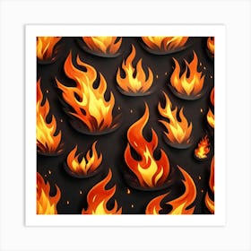 Fire Flames On Black Background 4 Art Print