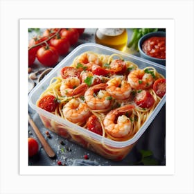 Shrimp Pasta With Tomatoes Art Print