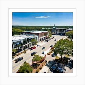 Outlet Georgia Community Mall Large Asphalt Car Drone Driving Southern City Infrastructur (5) Art Print