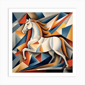 A Cubist Depiction Of Galloping Horse Art Print