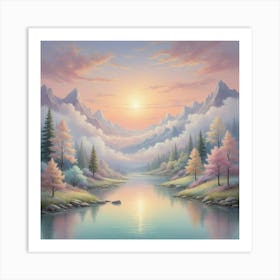 Sunset In The Mountains 53 Art Print