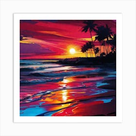 Sunset At The Beach 229 Art Print