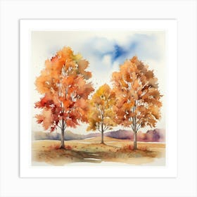 Watercolor Of Autumn Trees 1 Art Print 1 Art Print