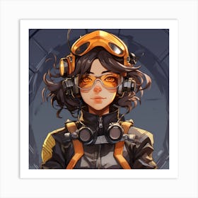 Girl In A Helmet Art Print