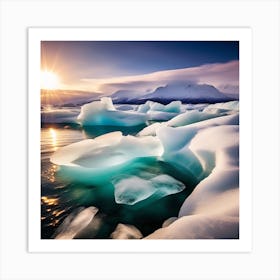 Icebergs In The Water 12 Art Print