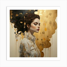 Gold Splashes Art Print