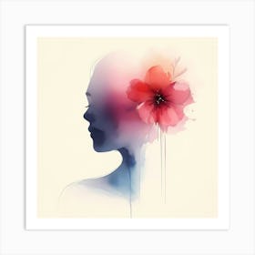 Portrait Of A Woman With A Flower Art Print