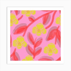 Pink And Yellow Flowers Art Print