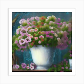 Alstroemeria Flowers In a Pot Art Print