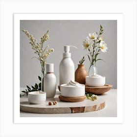 Product Photography Showcasing Skincare Products Inspired By Nature Presented In Ceramic Materials T 1566398172 Art Print