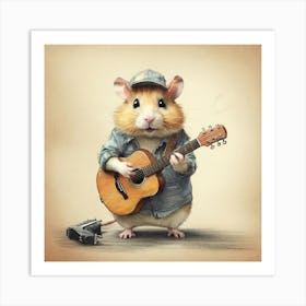 Hamster Playing Guitar Art Print